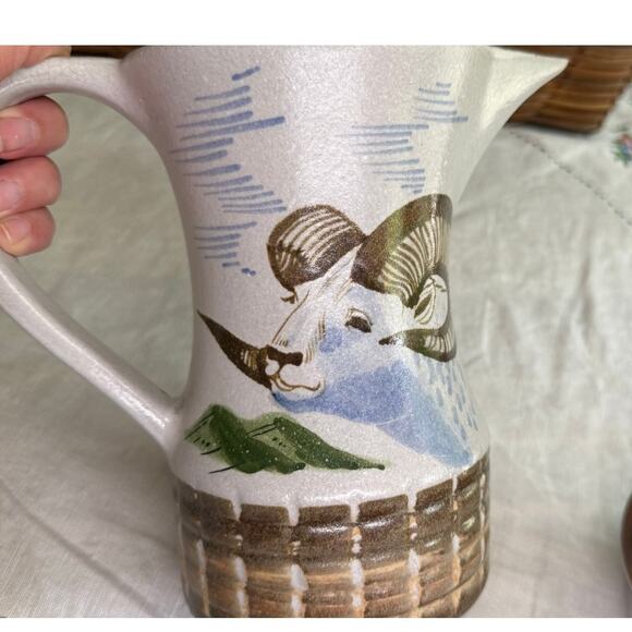 Vintage Studio Pottery by Eddy K (Eddy Kourishima) Dall Sheep Coffee Tea Pot USA - Picture 6 of 14